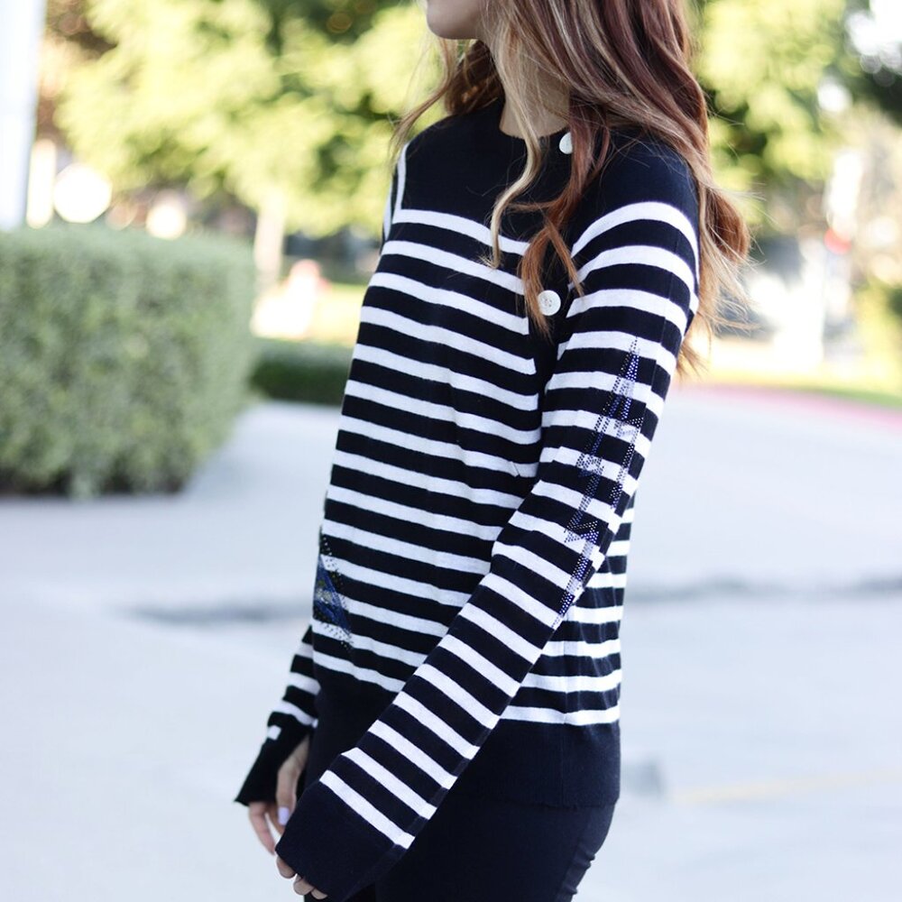 NWT - Zadig & Voltaire Reglis Stripe Sweater 100% Cashmere SHMZ1113F